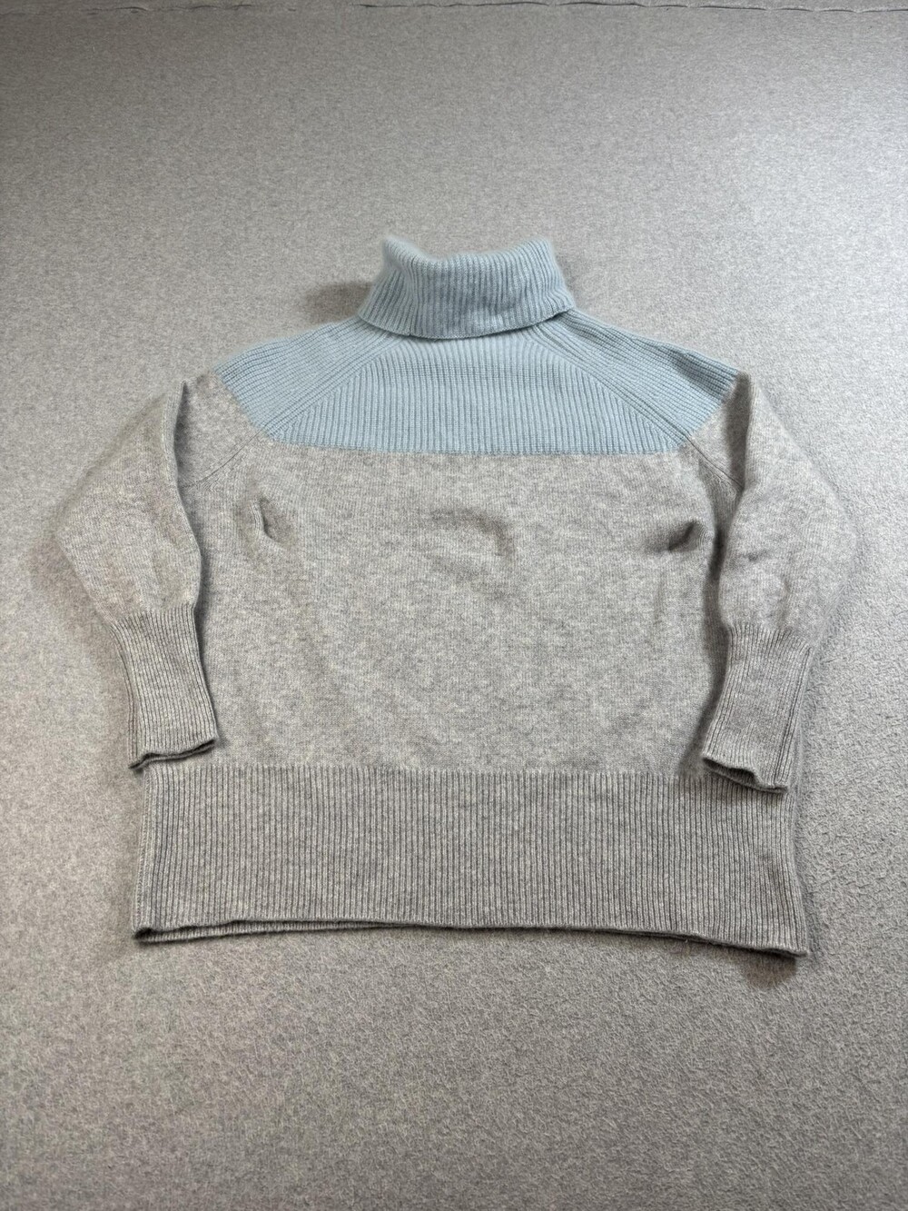 Nordstrom Cashmere Sweater Womens Medium Gray Colorblock Turtleneck Heritage
